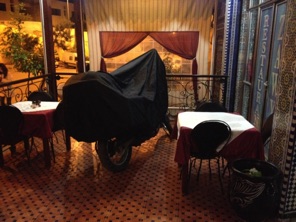 Transalp sleeping in the restaurant